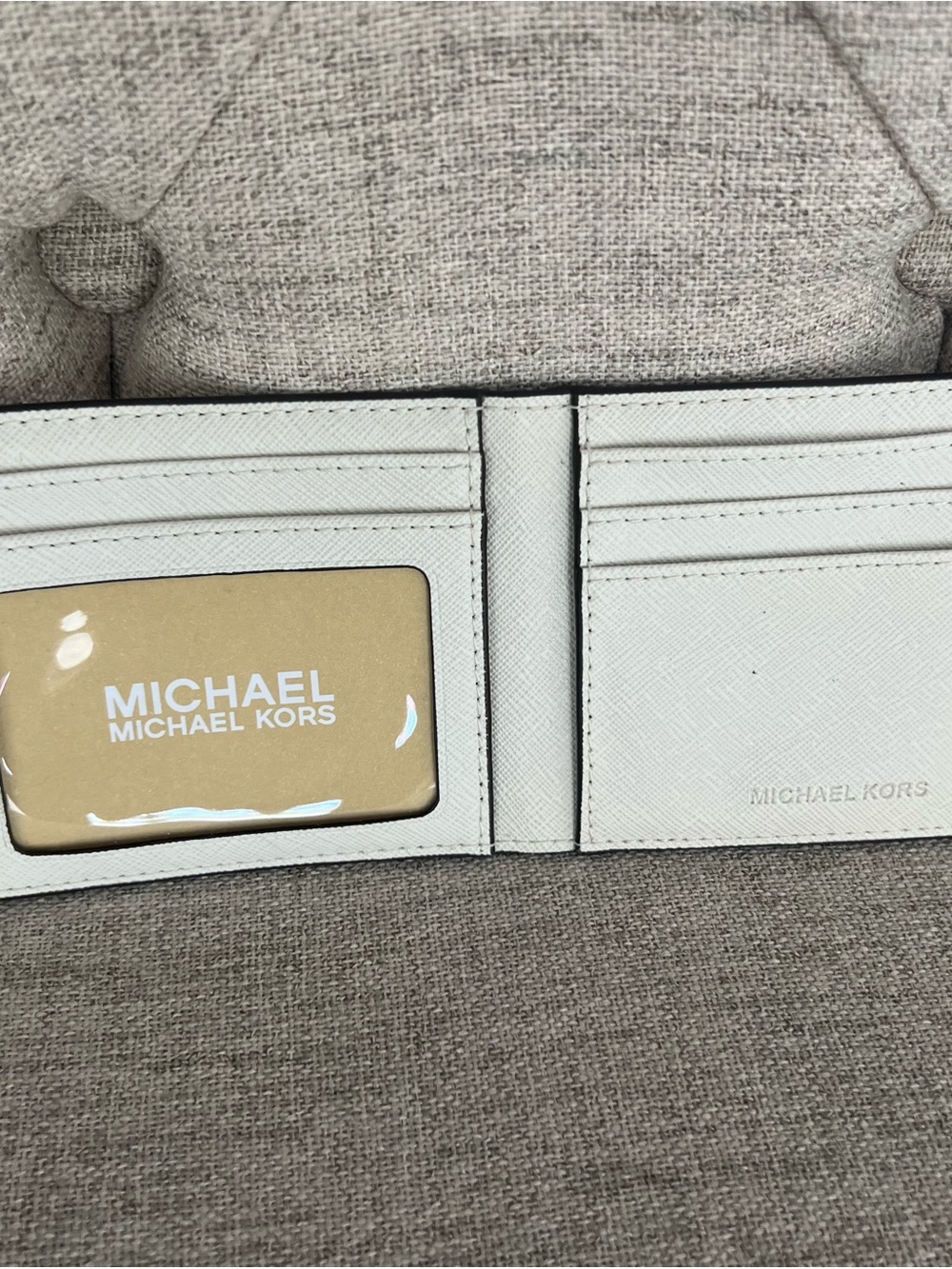 Michael Kors Men's White Saffiano Leather Bifold Card Holder Wallet